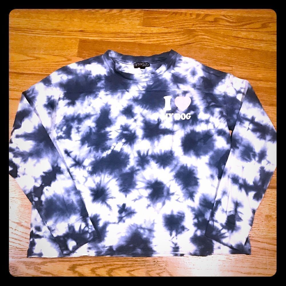 Fifth Sun I love my dog tyedied crop long sleeve M